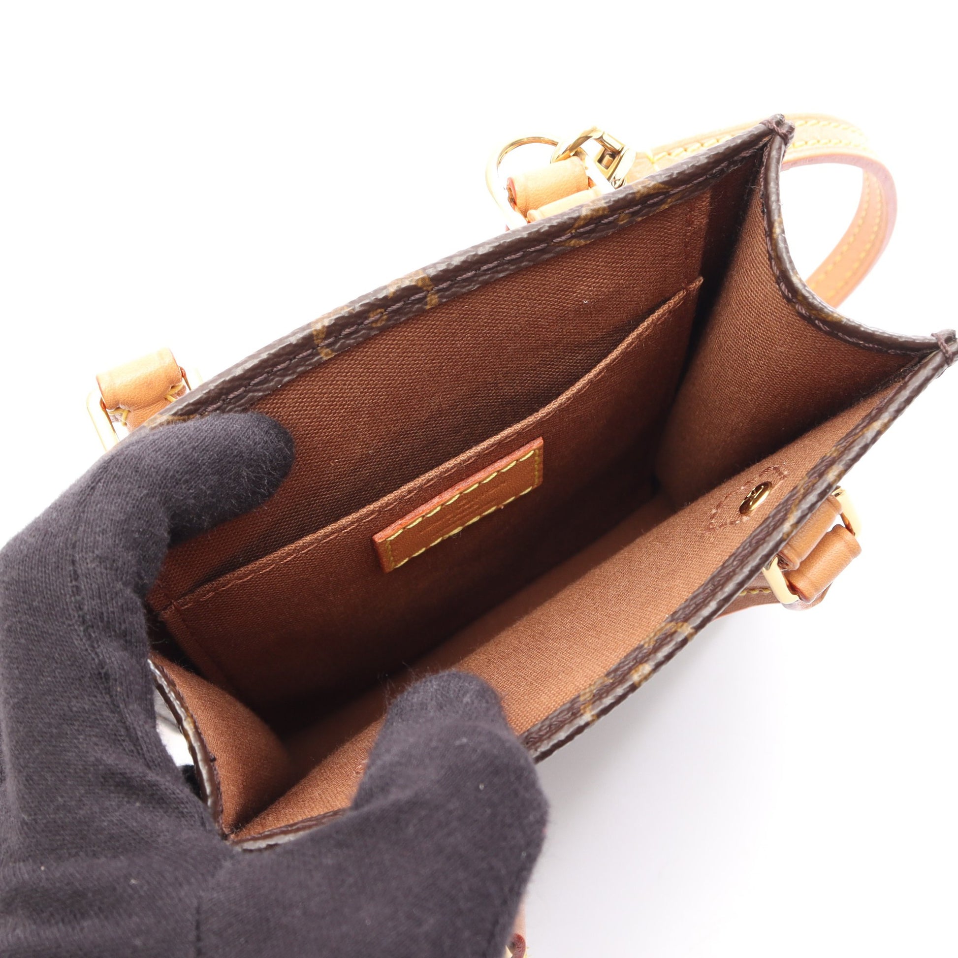 プティット サックプラ モノグラム 2WAY ハンドバッグ PVC レザー ブラウン ルイヴィトン バッグ LOUIS VUITTON