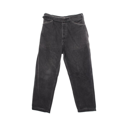 ベルト付き ボタンフライ デニムパンツ コットン ブラック コモリ