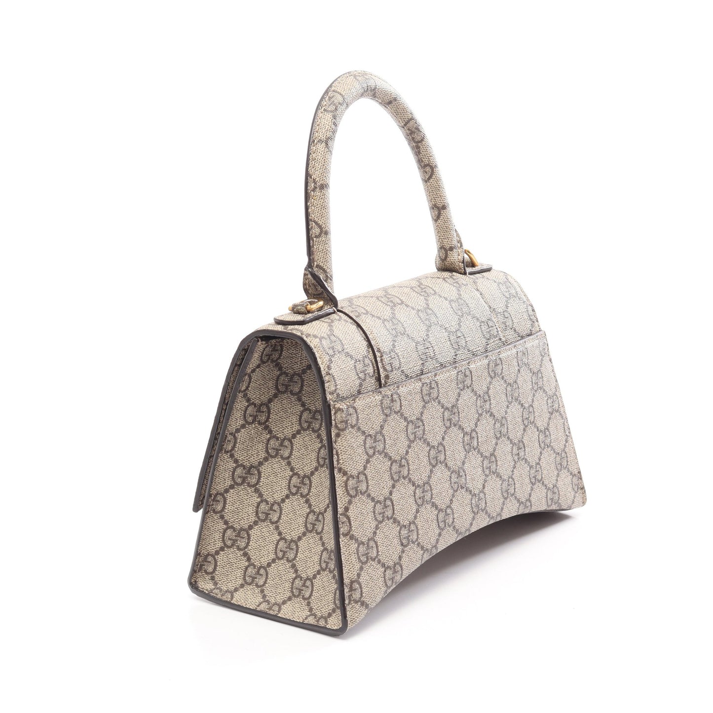 GUCCI × BALENCIAGA ハッカープロジェクト アワーグラス 2WAY ハンドバッグ PVC グレーベージュ ダークブラウン グッチ