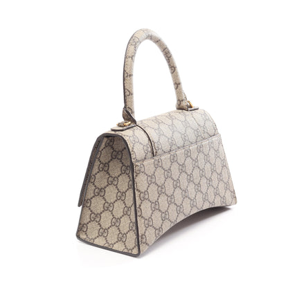 GUCCI × BALENCIAGA ハッカープロジェクト アワーグラス 2WAY ハンドバッグ PVC グレーベージュ ダークブラウン グッチ