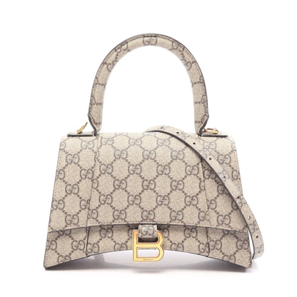 GUCCI × BALENCIAGA ハッカープロジェクト アワーグラス 2WAY ハンドバッグ PVC グレーベージュ ダークブラウン グッチ