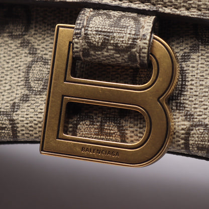 GUCCI × BALENCIAGA ハッカープロジェクト アワーグラス 2WAY ハンドバッグ PVC グレーベージュ ダークブラウン グッチ