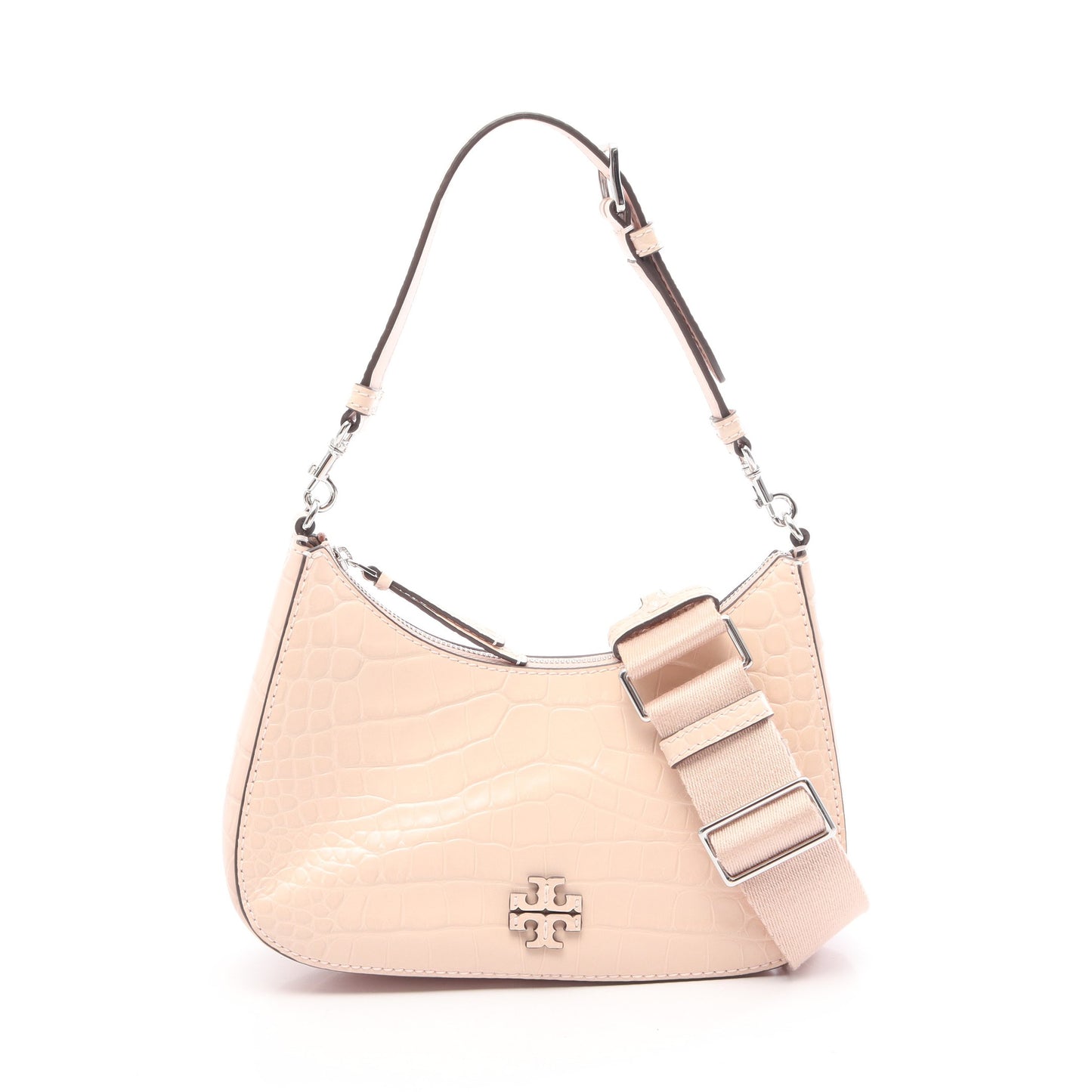 THEA EMBOSSED CONVERTIBLE CROSSBODY クロコ型押し 2WAY ショルダーバッグ レザー ピンク トリーバーチ