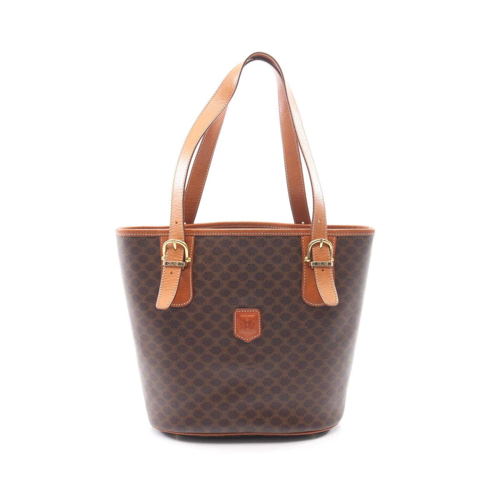 マカダム ショルダーバッグ トートバッグ PVC レザー ダークブラウン ブラウン セリーヌ バッグ CELINE