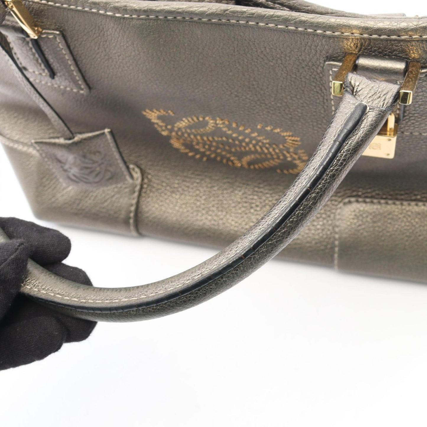 アマソナ フスタ ハンドバッグ レザー グレー ロエベ バッグ LOEWE