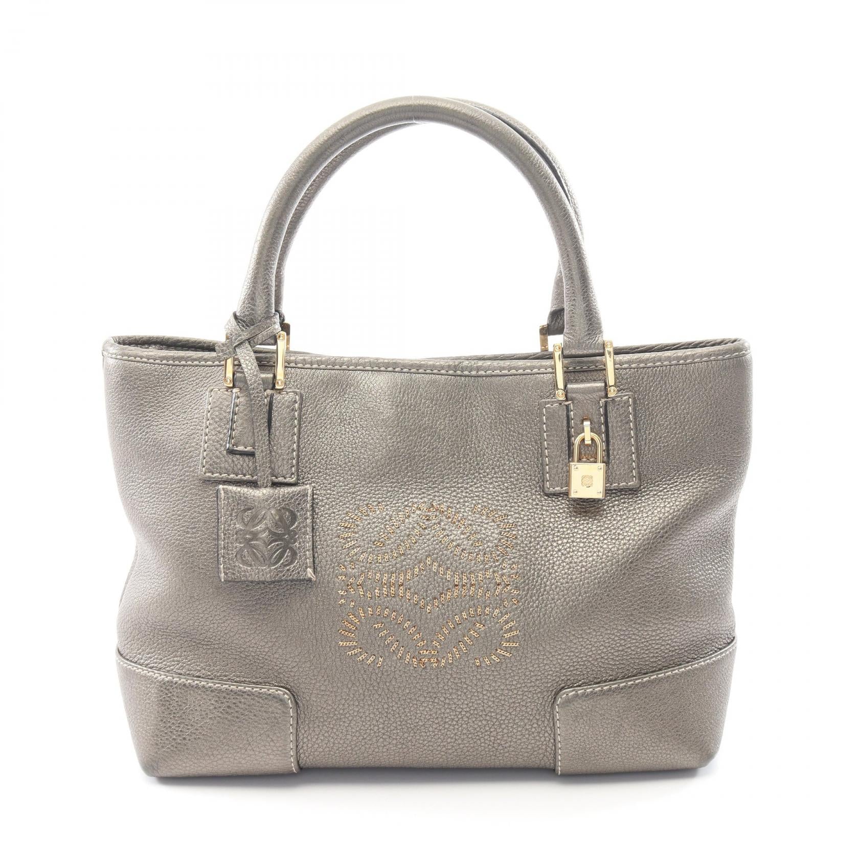 アマソナ フスタ ハンドバッグ レザー グレー ロエベ バッグ LOEWE