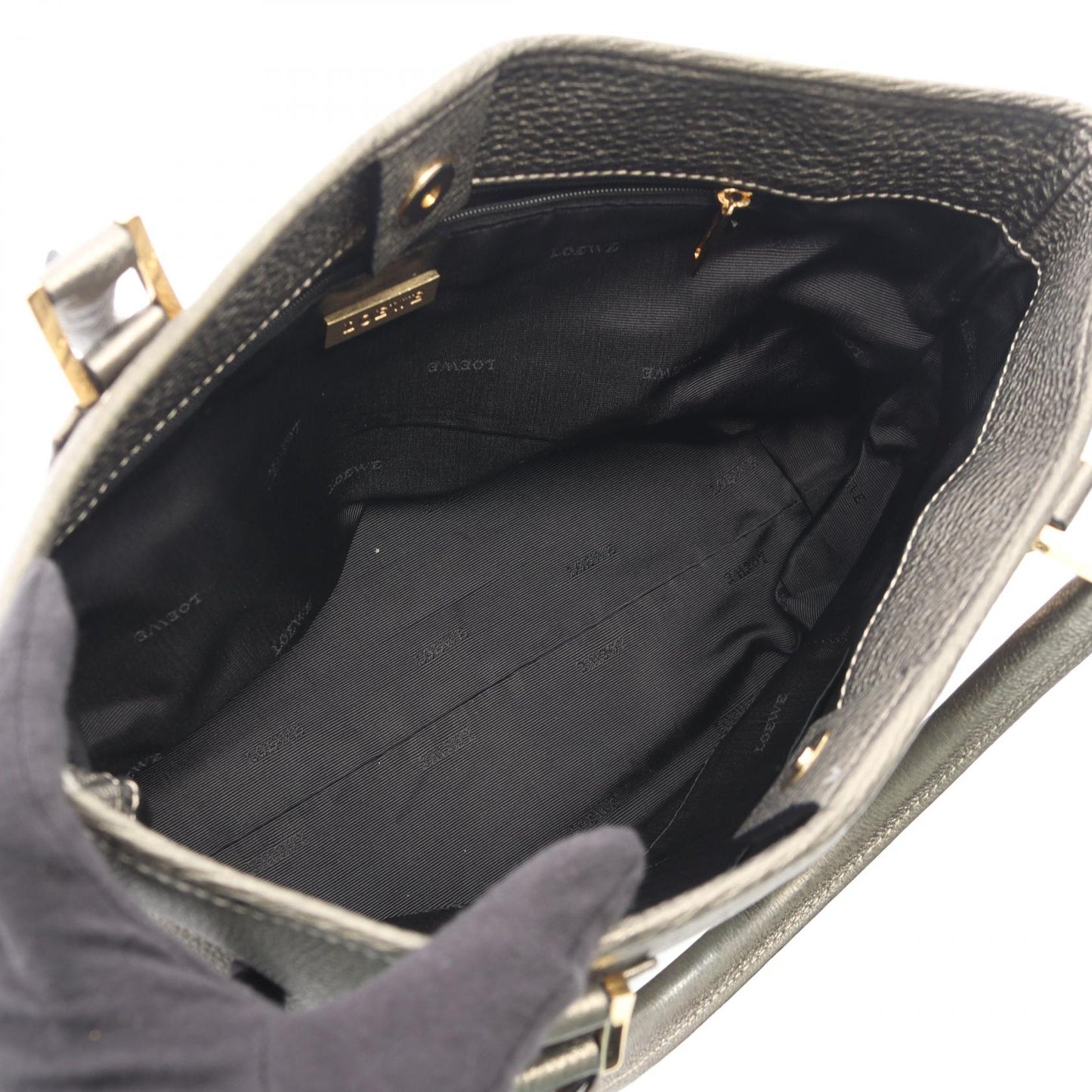 アマソナ フスタ ハンドバッグ レザー グレー ロエベ バッグ LOEWE