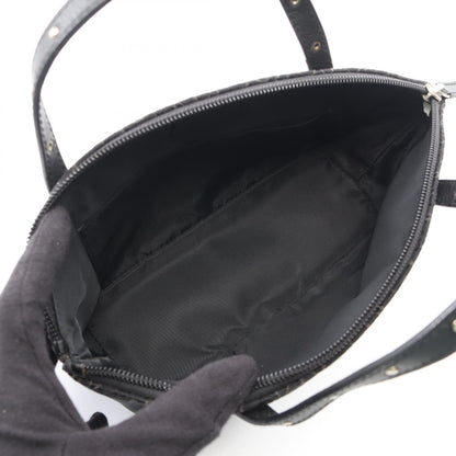 トロッター ミニ ハンドバッグ キャンバス レザー ブラック クリスチャンディオール