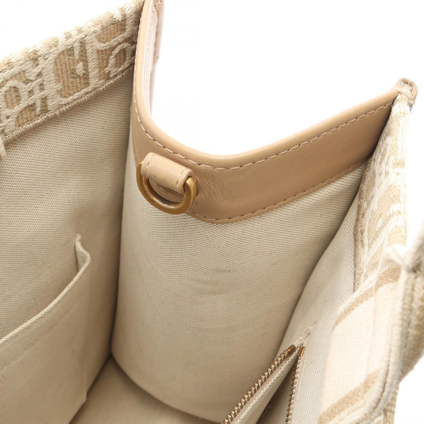 BOOK TOTE ブックトート オブリーク 2WAY ハンドバッグ トートバッグ キャンバス レザー ベージュ オフホワイト クリスチャンディオール