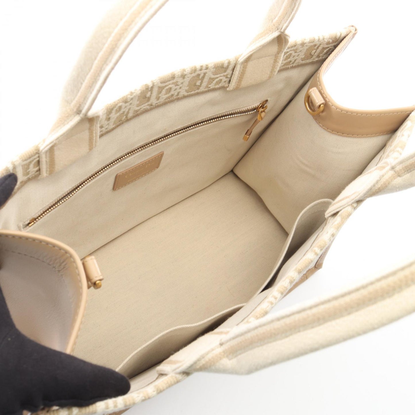 BOOK TOTE ブックトート オブリーク 2WAY ハンドバッグ トートバッグ キャンバス レザー ベージュ オフホワイト クリスチャンディオール