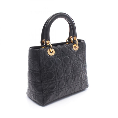 LADY DIOR レディディオール 2WAY ハンドバッグ レザー ブラック クリスチャンディオール