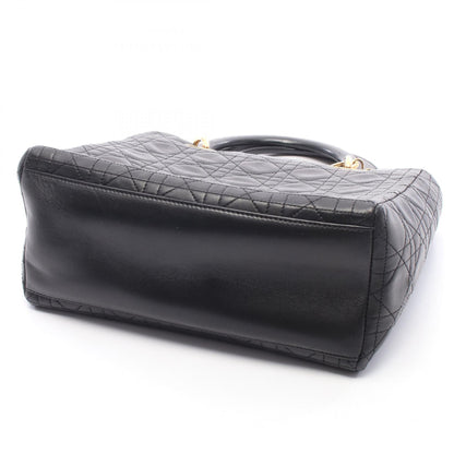 LADY DIOR レディディオール 2WAY ハンドバッグ レザー ブラック クリスチャンディオール
