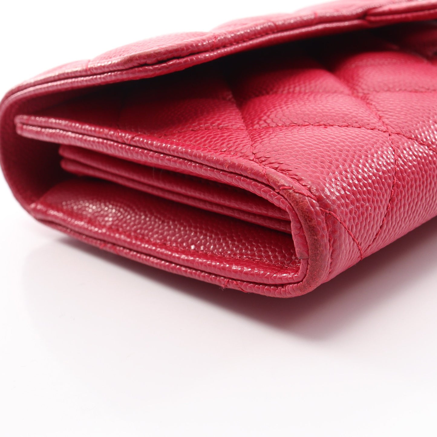 クラシック ロング フラップ ウォレット マトラッセ 二つ折り長財布 キャビアスキン ピンクパープル シルバー金具 シャネル