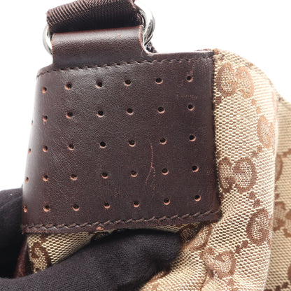 GGキャンバス ショルダーバッグ キャンバス レザー ベージュ ダークブラウン グッチ バッグ GUCCI