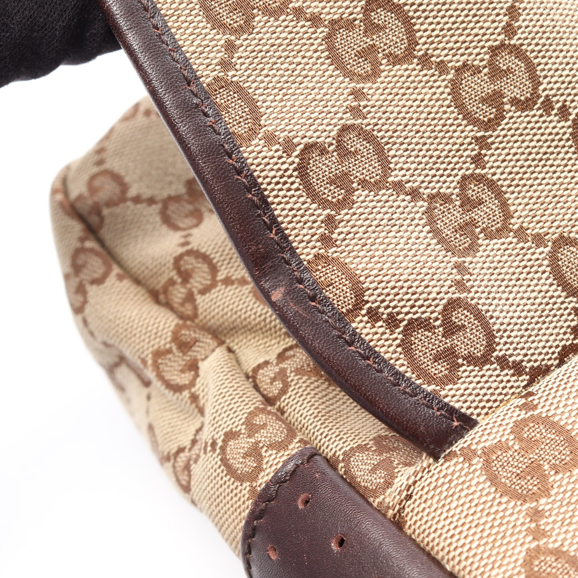GGキャンバス ショルダーバッグ キャンバス レザー ベージュ ダークブラウン グッチ バッグ GUCCI