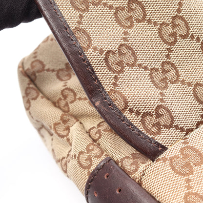 GGキャンバス ショルダーバッグ キャンバス レザー ベージュ ダークブラウン グッチ バッグ GUCCI