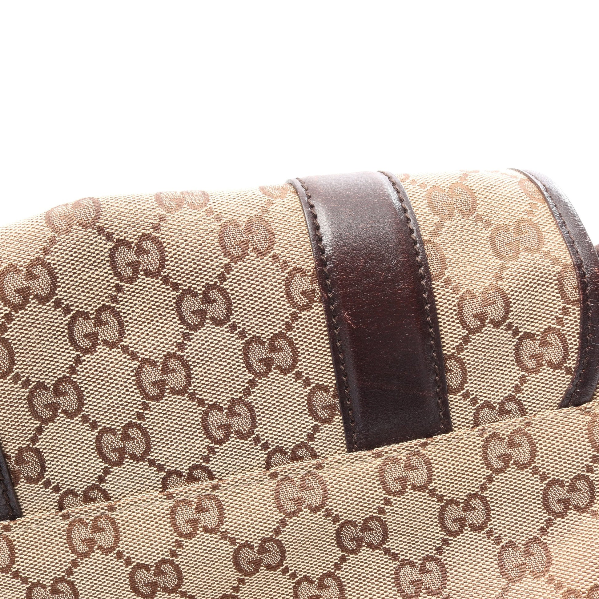 GGキャンバス ショルダーバッグ キャンバス レザー ベージュ ダークブラウン グッチ バッグ GUCCI