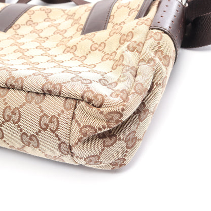 GGキャンバス ショルダーバッグ キャンバス レザー ベージュ ダークブラウン グッチ バッグ GUCCI