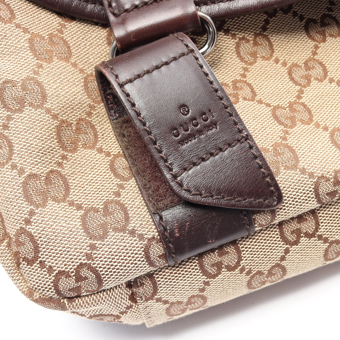 GGキャンバス ショルダーバッグ キャンバス レザー ベージュ ダークブラウン グッチ バッグ GUCCI