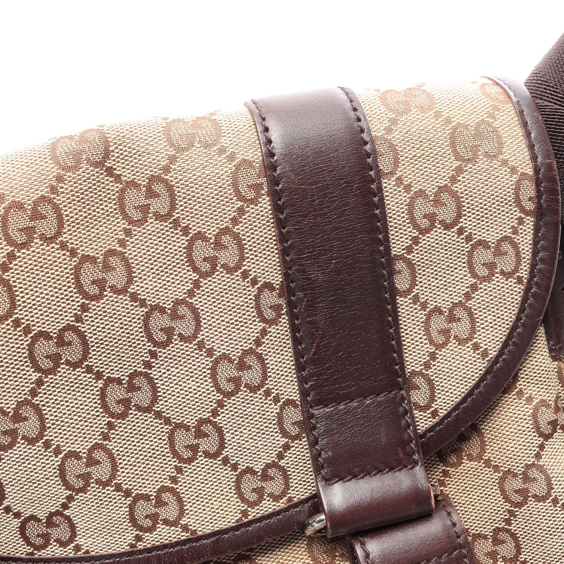 GGキャンバス ショルダーバッグ キャンバス レザー ベージュ ダークブラウン グッチ バッグ GUCCI