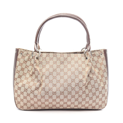 GGキャンバス ハンドバッグ トートバッグ キャンバス レザー ベージュ ダークブラウン グッチ バッグ GUCCI