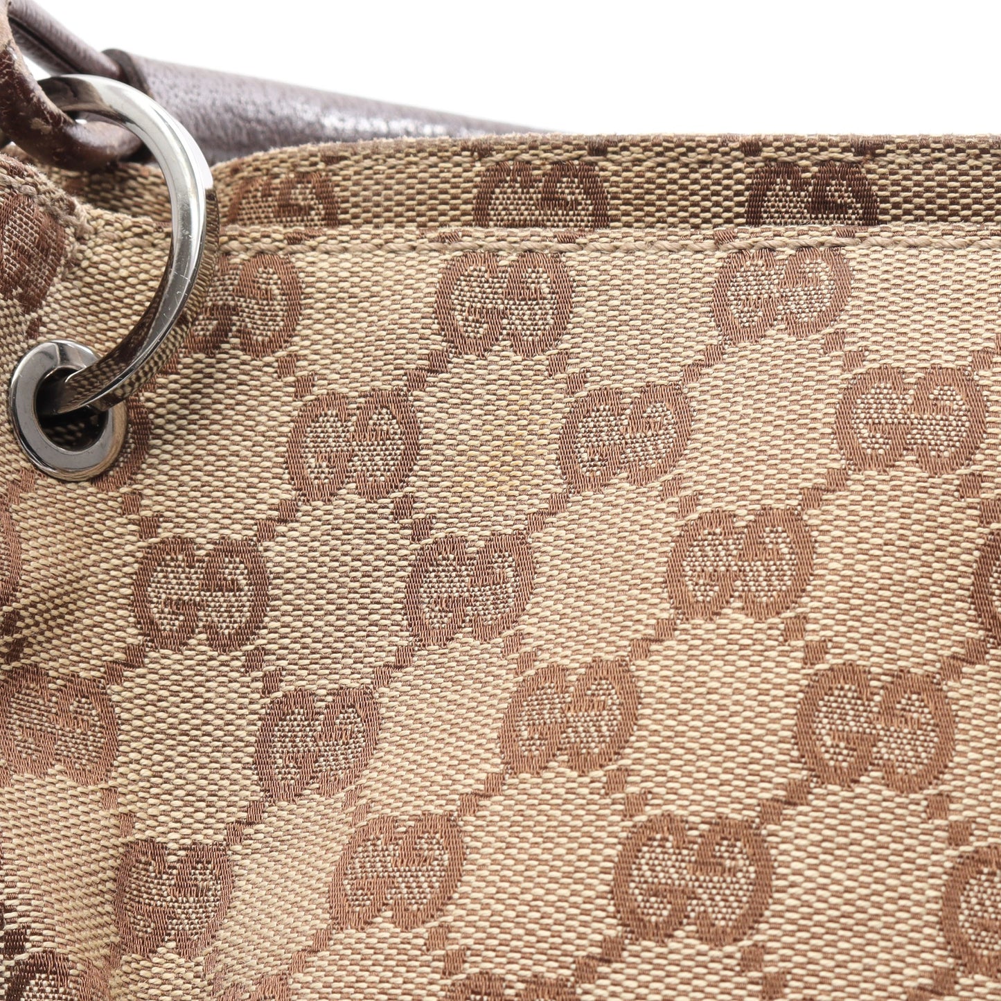 GGキャンバス ハンドバッグ トートバッグ キャンバス レザー ベージュ ダークブラウン グッチ バッグ GUCCI