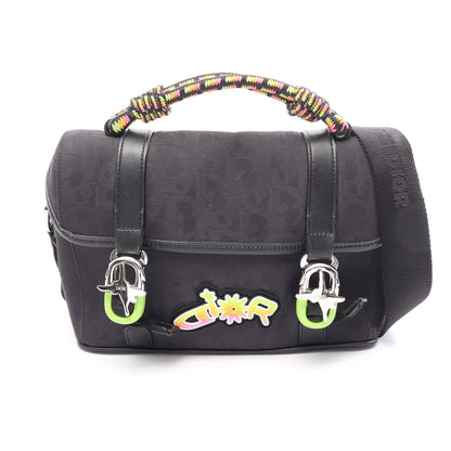 Christian Dior × LEWIS HAMILTON ヒット ザ ロード メッセンジャーバッグ 2WAY ショルダーバッグ キャンバス レザー ブラック マルチカラー クリスチャンディオール
