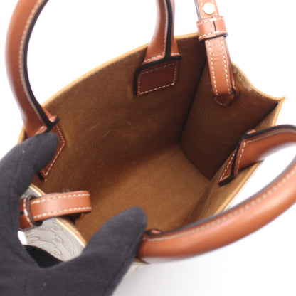 ミニ バーティカルカバ トリオンフ 2WAY ハンドバッグ PVC レザー アイボリー ブラウン セリーヌ バッグ CELINE