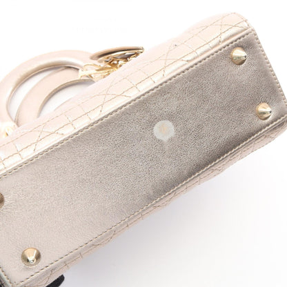 LADY DIOR MY ABCDIOR レディディオール スモール カナージュ 2WAY ハンドバッグ レザー シャンパンゴールド クリスチャンディオール