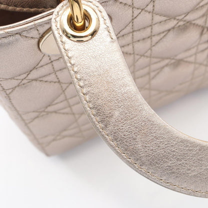 LADY DIOR MY ABCDIOR レディディオール スモール カナージュ 2WAY ハンドバッグ レザー シャンパンゴールド クリスチャンディオール