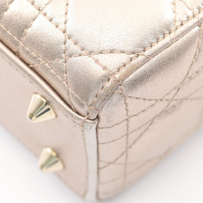 LADY DIOR MY ABCDIOR レディディオール スモール カナージュ 2WAY ハンドバッグ レザー シャンパンゴールド クリスチャンディオール