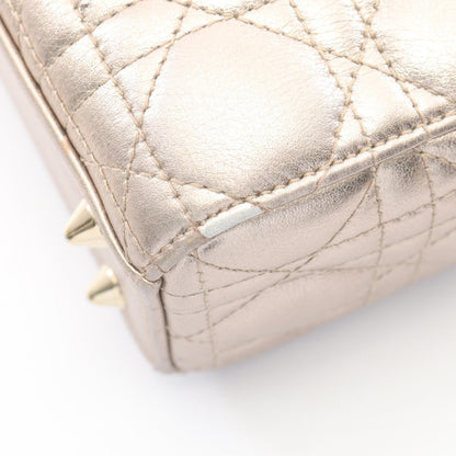 LADY DIOR MY ABCDIOR レディディオール スモール カナージュ 2WAY ハンドバッグ レザー シャンパンゴールド クリスチャンディオール