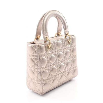LADY DIOR MY ABCDIOR レディディオール スモール カナージュ 2WAY ハンドバッグ レザー シャンパンゴールド クリスチャンディオール