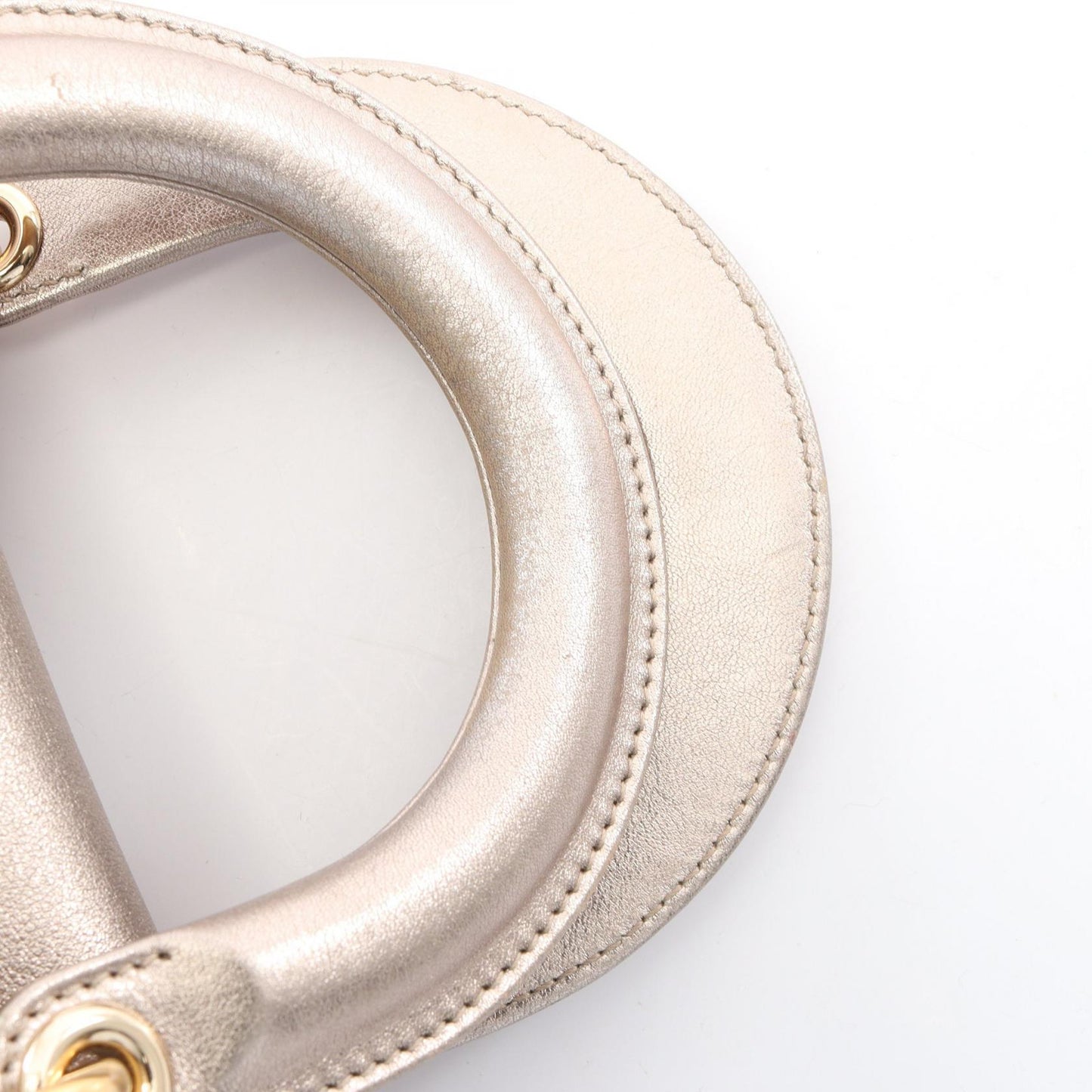 LADY DIOR MY ABCDIOR レディディオール スモール カナージュ 2WAY ハンドバッグ レザー シャンパンゴールド クリスチャンディオール