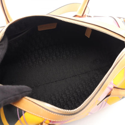 2WAY ハンドバッグ ミニボストンバッグ コーティングキャンバス レザー ライトブラウン マルチカラー クリスチャンディオール バッグ Christian Dior