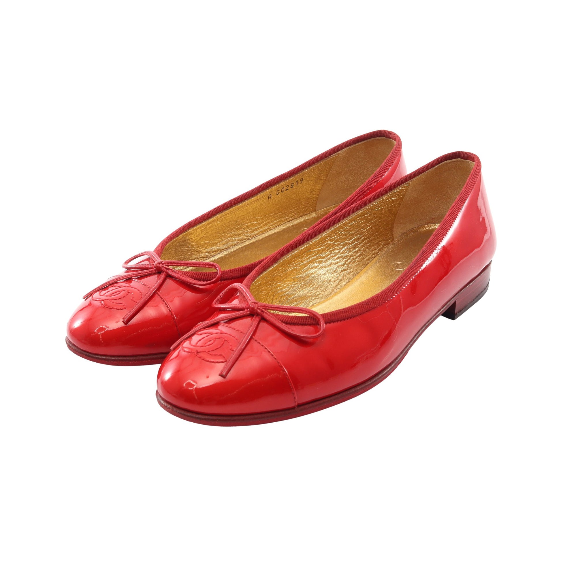 BALLERINA バレリーナ バレエシューズ エナメルレザー レッド シャネル シューズ CHANEL