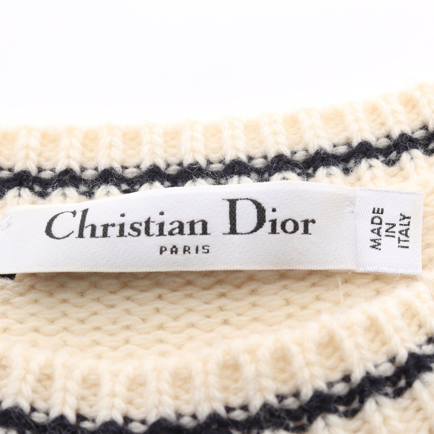 ロゴ パフスリーブ 半袖 ニット ウール カシミヤ アイボリー ネイビー クリスチャンディオール トップス Christian Dior