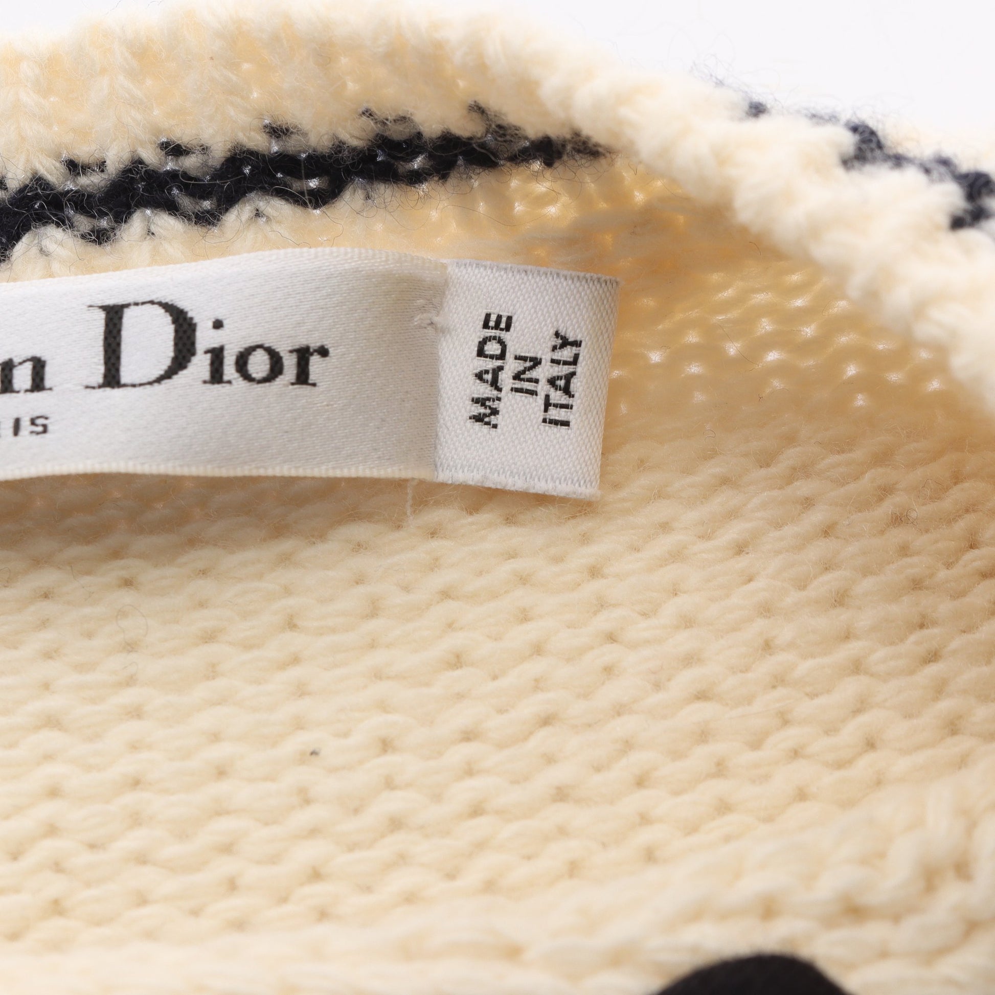 ロゴ パフスリーブ 半袖 ニット ウール カシミヤ アイボリー ネイビー クリスチャンディオール トップス Christian Dior