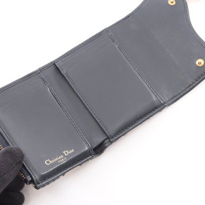 SADDLE ロータスウォレット オブリーク ジャカード 三つ折り財布 キャンバス ベージュ ネイビー クリスチャンディオール