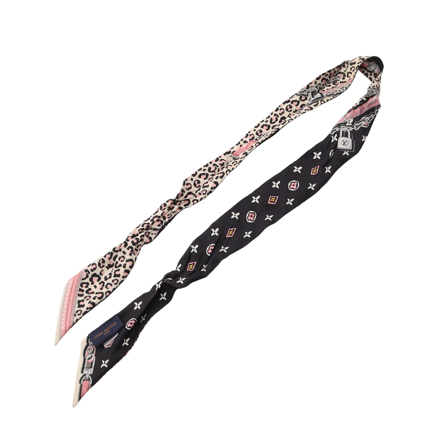 バンドーBB ワイルドアットハート スカーフ シルク ブラック ピンク アイボリー ルイヴィトン 財布・小物 LOUIS VUITTON