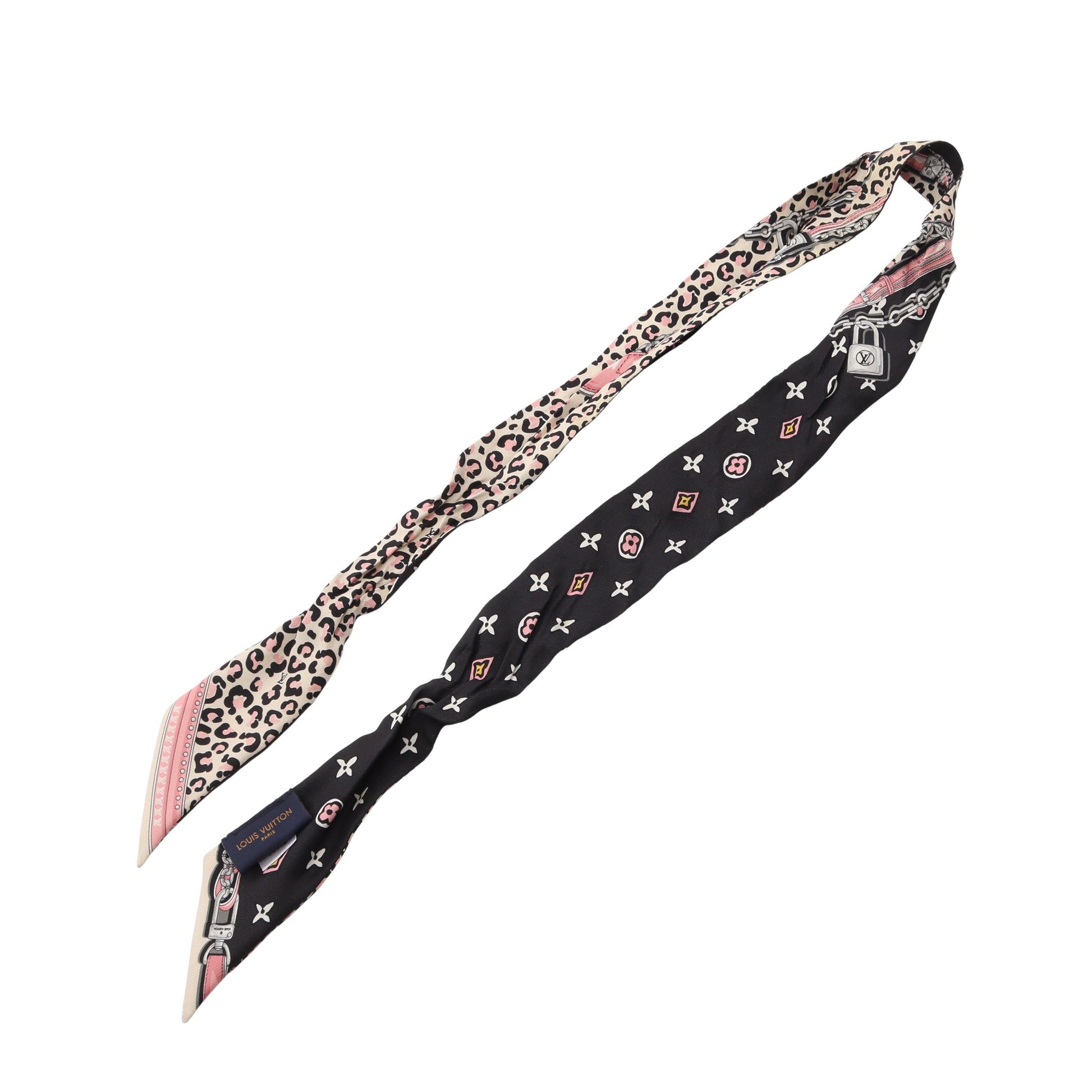 バンドーBB ワイルドアットハート スカーフ シルク ブラック ピンク アイボリー ルイヴィトン 財布・小物 LOUIS VUITTON