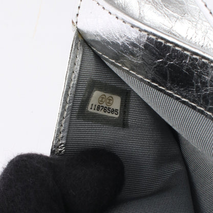 2.55 マトラッセ メタリック 三つ折り長財布 レザー シルバー シルバー金具 シャネル
