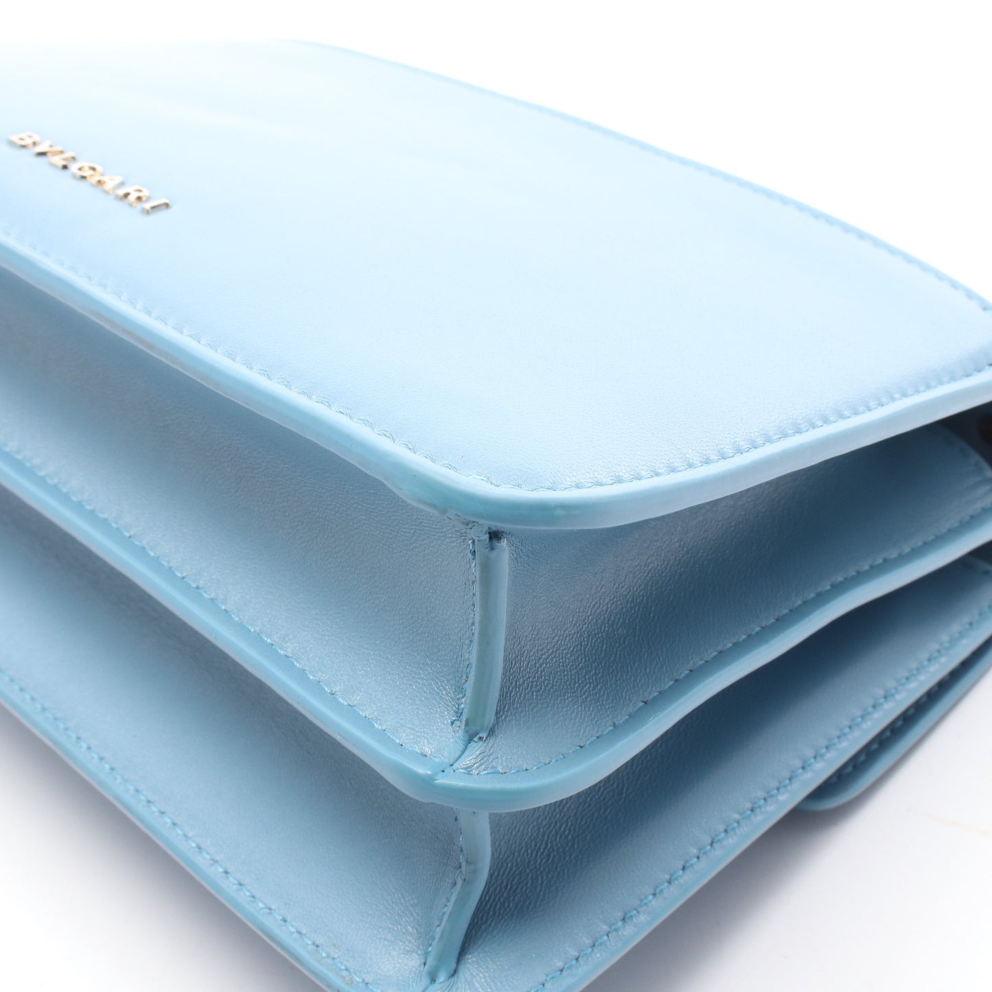 セルペンティ フォーエバー 2WAY チェーンハンドバッグ レザー ブルー ブルガリ