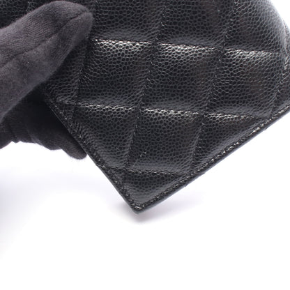 マトラッセ クラシック スモールウォレット 二つ折り財布 キャビアスキン ブラック ゴールド金具 シャネル 財布・小物 CHANEL