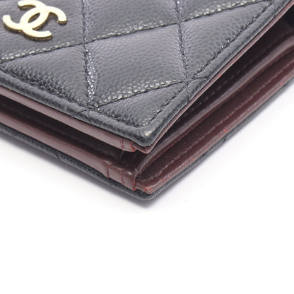 マトラッセ クラシック スモールウォレット 二つ折り財布 キャビアスキン ブラック ゴールド金具 シャネル 財布・小物 CHANEL