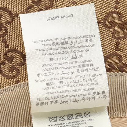 GGマーモント GGキャンバス バケット ハット 帽子 コットン レザー ベージュ ブラウン グッチ