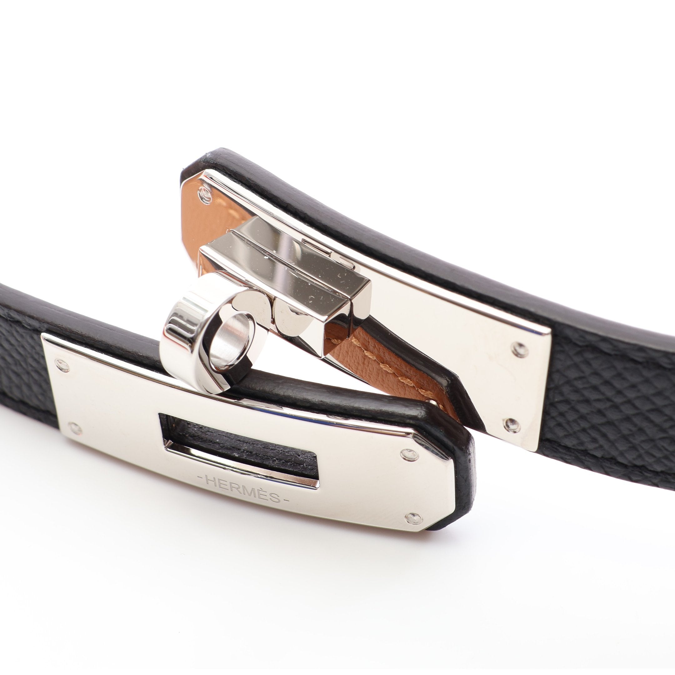 ケリー ベルト レザー ブラック シルバー金具 W刻印 エルメス – RECLO