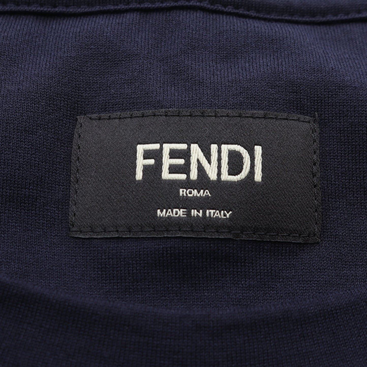 モンスター バグズアイ レザーパッチ クルーネック 半袖Tシャツ コットン ネイビー フェンディ トップス FENDI