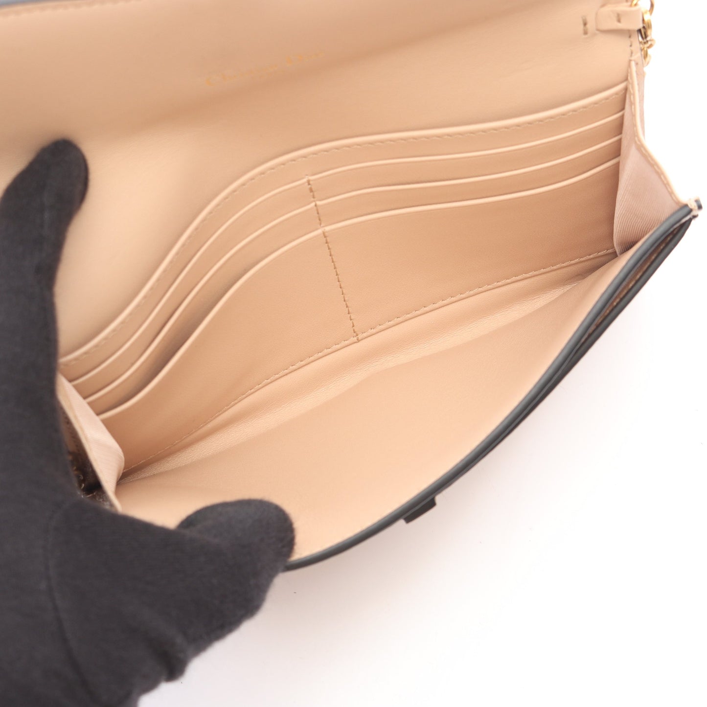 SADDLE サドル ロングウォレット ディオール オブリーク ジャガード チェーンウォレット レザー ライトベージュ クリスチャンディオール