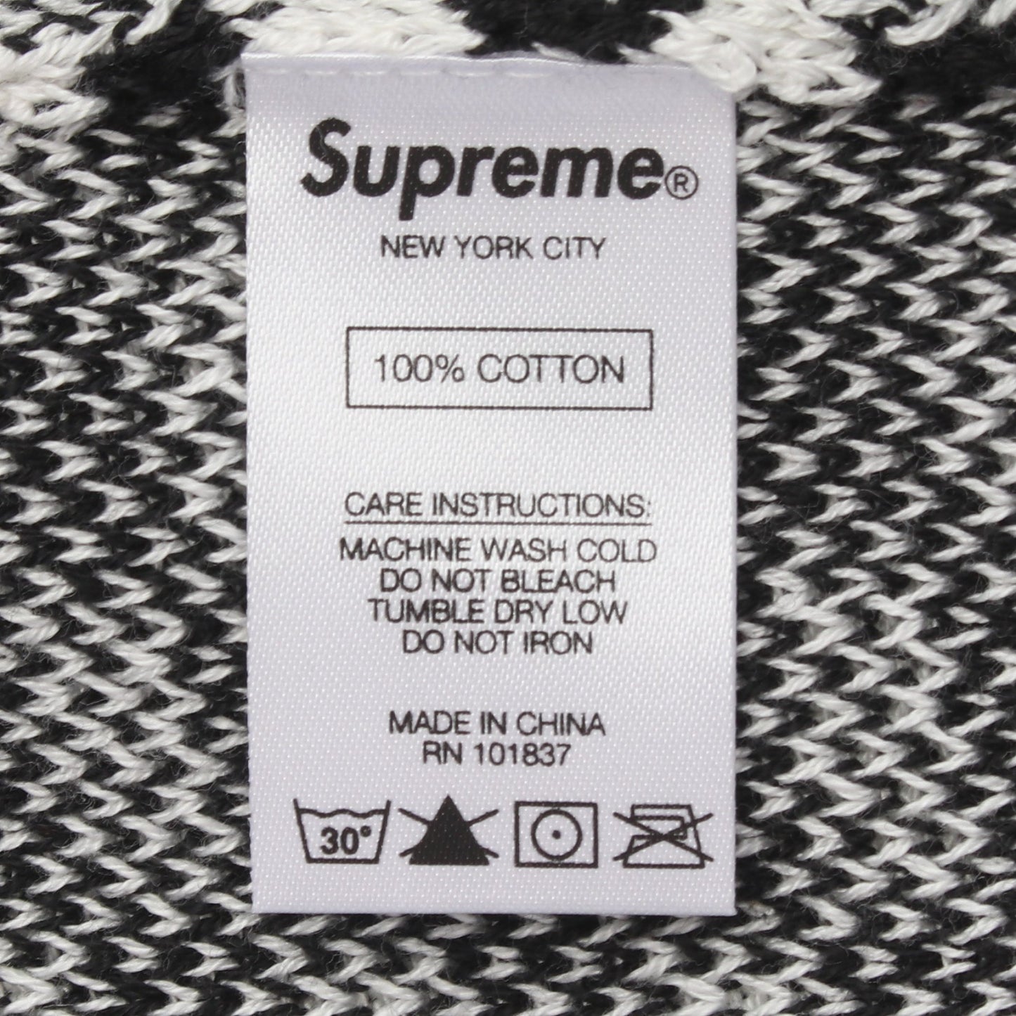 Back Logo Sweater Checkerboard セーター コットン ブラック ホワイト シュプリーム